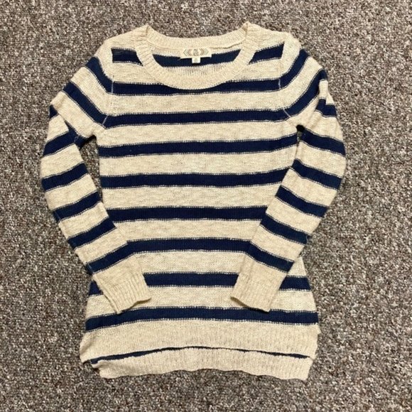 PINK Rose Blue & Cream Striped Knit Sweater - Picture 2 of 5